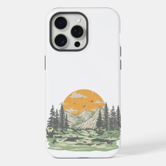 Moderne rustikale Bergwälder iPhone Hülle (Rückseite)