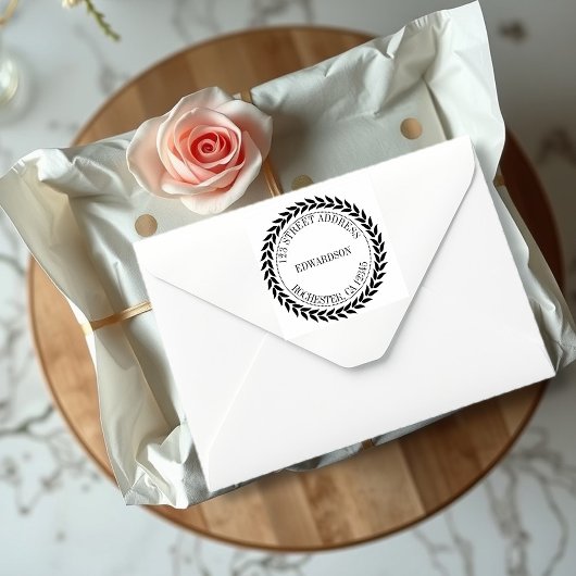 Moderne rustikale Blätter rund um den Familienname Permastempel