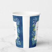 Moderne Rustikale Blaue Hortensien Florale Hochzei Pappbecher (Rechts)