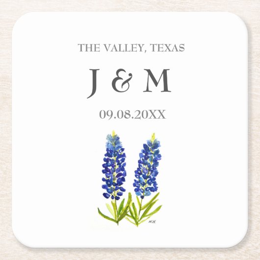 Moderne rustikale Bluebonnet Custom Boho Geschenke Rechteckiger Pappuntersetzer (Vorderseite)