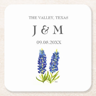 Moderne Rustikale Bluebonnet Individuelle Boho Ges Rechteckiger Pappuntersetzer