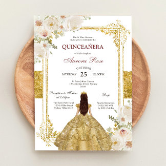 Moderne rustikale Blumen-Quinceanera-Einladung Einladung