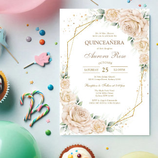 Moderne rustikale Blumen-Quinceanera-Einladung Einladung