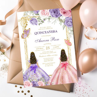 Moderne rustikale Blumen-Quinceanera-Einladung Einladung