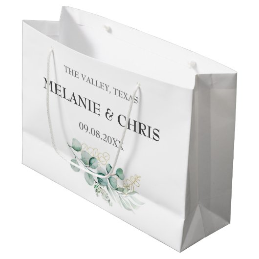 Moderne rustikale, blumengeschmückte Boho Geschenk Große Geschenktüte (Vorderseite Schrägansicht)