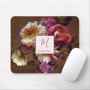 Moderne Rustikale Blumengestaltung   Monogramm-Ges Mousepad