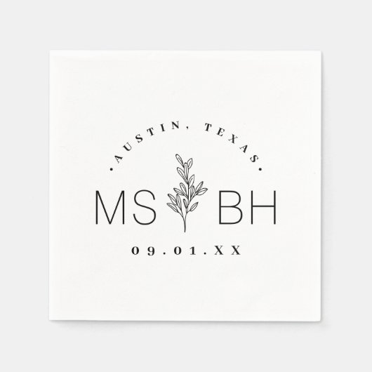 Moderne Rustikale Blumenzange Serviette (Vorderseite)