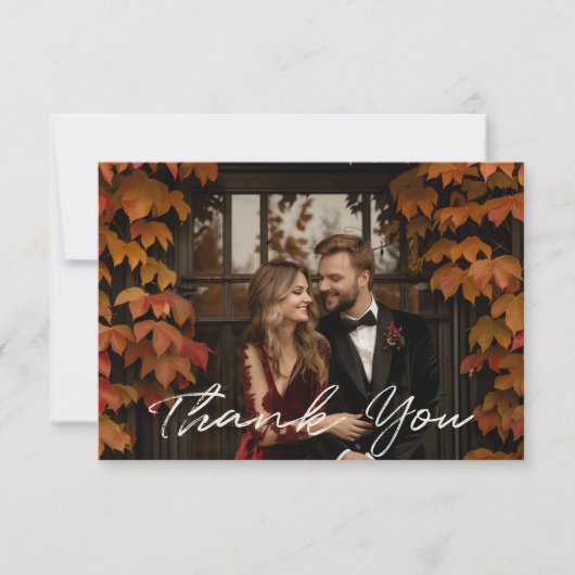 Moderne rustikale boho bläserne Hochzeit im Herbst Dankeskarte (Vorderseite)