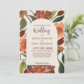 Moderne rustikale boho florale Hochzeit im Herbst Einladung (Stehend Vorderseite)