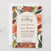 Moderne rustikale boho florale Hochzeit im Herbst Einladung (Vorderseite)