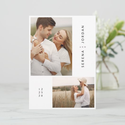 Moderne Rustikale Boho Foto Hochzeit Einladung (Stehend Vorderseite)