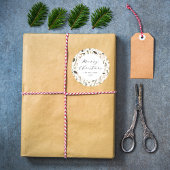 Moderne rustikale Boho Weihnachten Vintag botanisc Runder Aufkleber