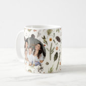 Moderne Rustikale Boho-Weihnachts-Botanik-Foto Kaffeetasse (Vorderseite Links)