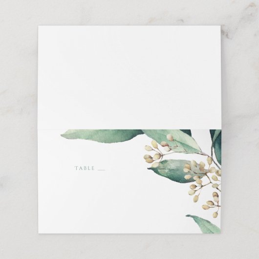 Moderne, rustikale, botanische Begleitkarten Platzkarte (Außenseite Aufgefaltet)