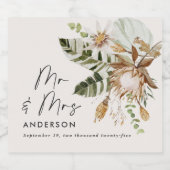 Moderne rustikale botanische, elegante tropische H Schaumweinetikett (Einzelnes Label)