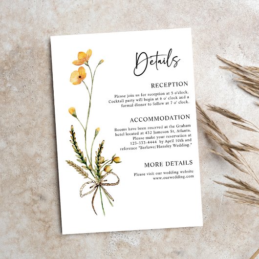 Moderne rustikale botanische Hochzeit Minimalistis Begleitkarte