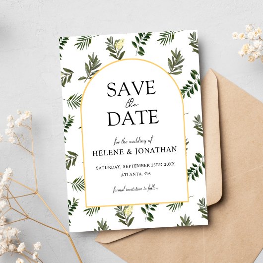 Moderne rustikale Botanische Hochzeit Save The Date