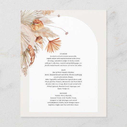 Moderne rustikale botanische Pampasenhochzeit (Rückseite)