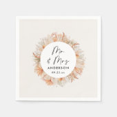 moderne rustikale botanische Pampasgras Mr. & Mrs. Serviette (Vorderseite)