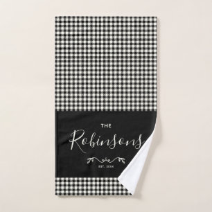 Moderne rustikale Büffel-Karo-Plaid-Familienschrif Badhandtuch Set
