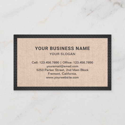 Moderne Rustikale Burlap Handyman Auto Reparatur M Visitenkarte (Rückseite)