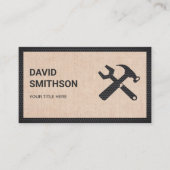 Moderne Rustikale Burlap Handyman Auto Reparatur M Visitenkarte (Vorderseite)