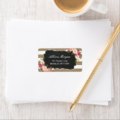 Moderne Rustikale Chic Burlap Stripes floral Adressaufkleber (Insitu)