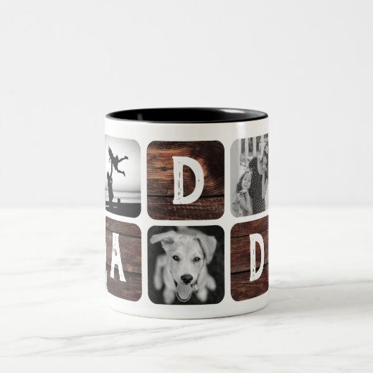 Moderne Rustikale Daddy Retro Coole FotoCollage Zweifarbige Tasse (Mittel)