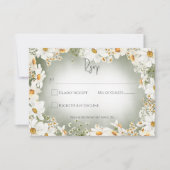 Moderne rustikale Daisy Frame Green Wedding RSVP Karte (Vorderseite)