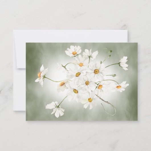 Moderne rustikale Daisy Frame Green Wedding Save The Date (Rückseite)