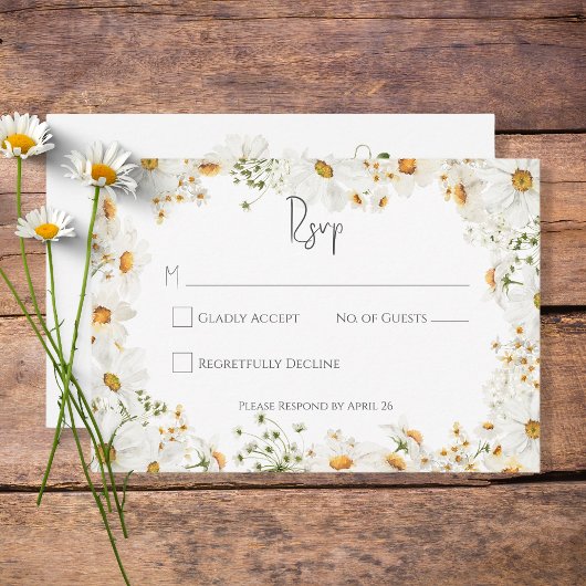 Moderne rustikale Daisy-Rahmen-Hochzeit RSVP Karte