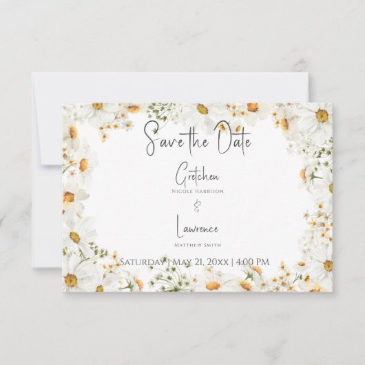 Moderne rustikale Daisy-Rahmen-Hochzeit Save The Date (Vorderseite)