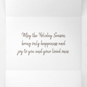 Moderne rustikale Dunkelholz-Script-Holiday 2 Foto Dreifach Gefaltete Urlaubskarte (Innenseite Mitte)