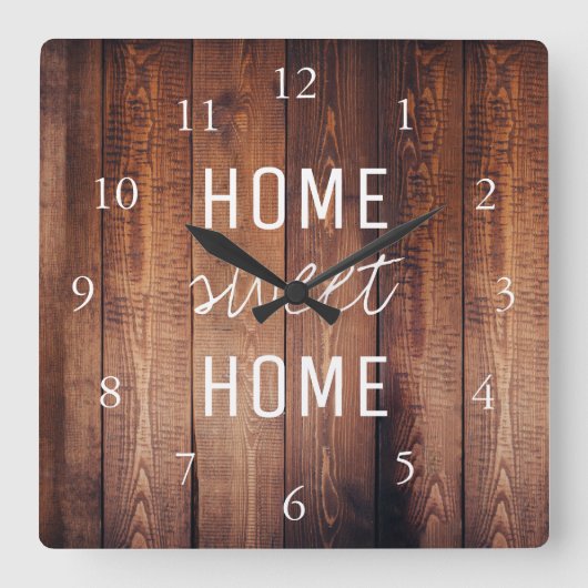 Moderne rustikale, dunkle Strohholz Zuhause, süße Quadratische Wanduhr (Vorderseite)