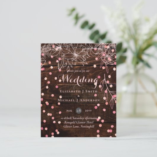 Moderne rustikale Dusty Rose Pink Confetti Wedding (Stehend Vorderseite)