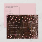 Moderne rustikale Dusty Rose Pink Confetti Wedding Postkarte (Vorne/Hinten)