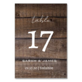 Moderne rustikale Eichenschrift Tischnummer (Vorderseite)