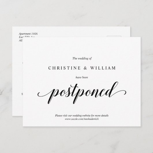 Moderne rustikale Einladung zur Hochzeit aufgescho Postkarte (Vorne/Hinten)