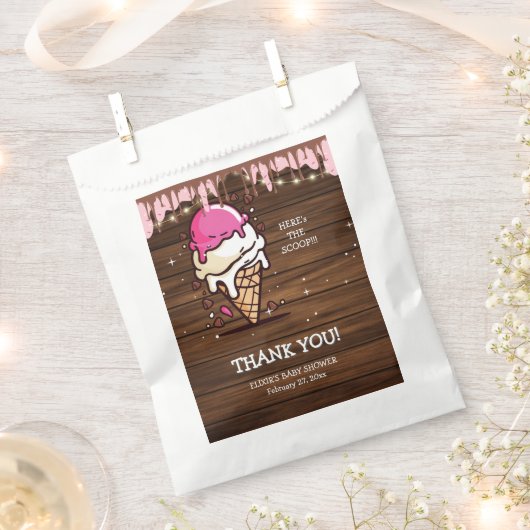 Moderne Rustikale Eiscreme Scoop Zeichnend Kinderd Geschenktütchen (Ausgeschnitten)