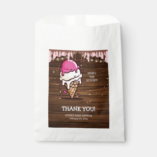 Moderne Rustikale Eiscreme Scoop Zeichnend Kinderd Geschenktütchen (Vorderseite)