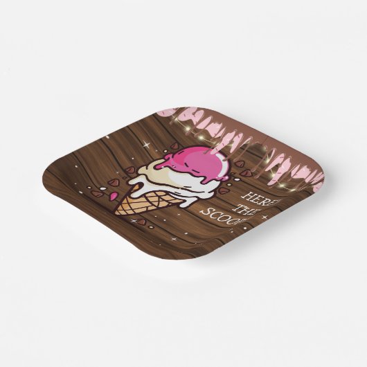 Moderne Rustikale Eiscreme Scoop Zeichnend Kinderd Pappteller (Gewinkelt)