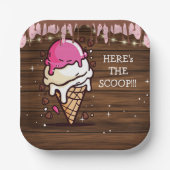 Moderne Rustikale Eiscreme Scoop Zeichnend Kinderd Pappteller (Vorderseite)
