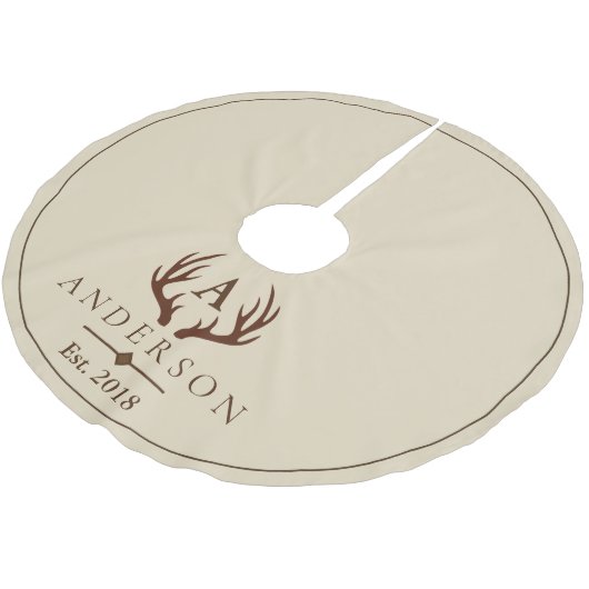 Moderne Rustikale Elegante Braun Hirsche Antler & Polyester Weihnachtsbaumdecke (Schrägansicht)