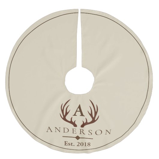 Moderne Rustikale Elegante Braun Hirsche Antler & Polyester Weihnachtsbaumdecke (Vorderseite)