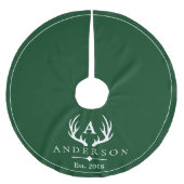 Moderne Rustikale Elegante Weiße Hirschantler & Gr Polyester Weihnachtsbaumdecke (Vorderseite)