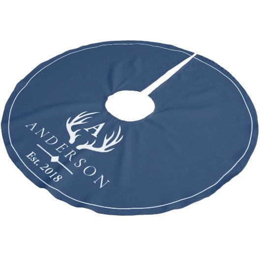 Moderne Rustikale, elegante Weiße Hirschantler & M Polyester Weihnachtsbaumdecke (Schrägansicht)