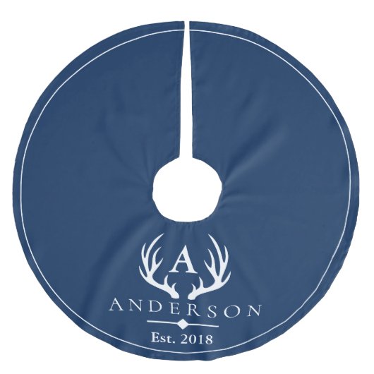 Moderne Rustikale, elegante Weiße Hirschantler & M Polyester Weihnachtsbaumdecke (Vorderseite)