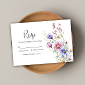 Moderne Rustikale Elegante Wildblume Hochzeit der RSVP Karte