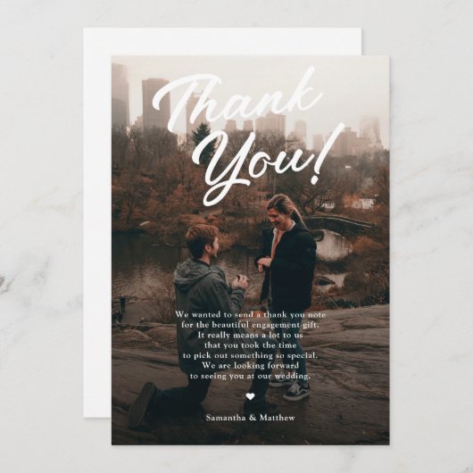 Moderne Rustikale Engagement Party Dankeschön Kart Einladung (Vorne/Hinten)