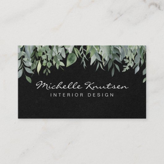 Moderne Rustikale Eukalyptus-Aquarellen Visitenkarte (Vorderseite)